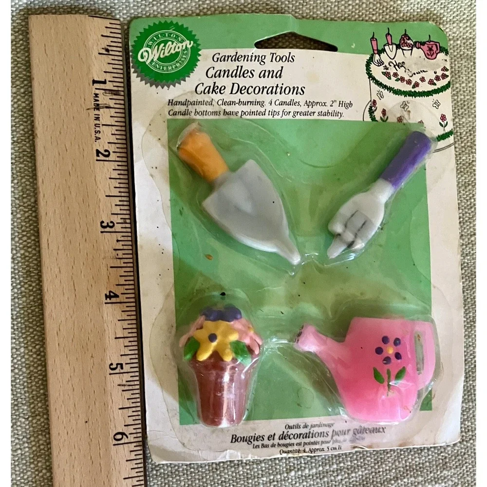 Wilton Gardening Tools Candles Cake Decorations 4 Pack Watering Can 2811-9137